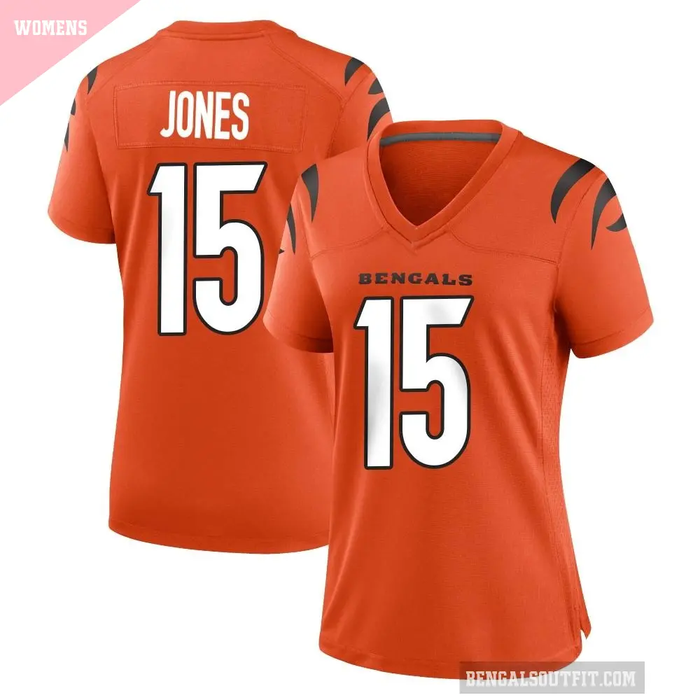 Women's Cincinnati Bengals ＃15 Charlie Jones Orange Game Jersey