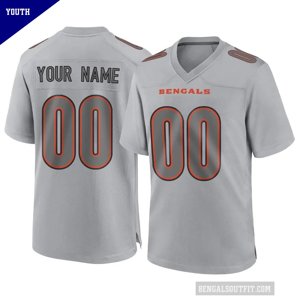 Youth Cincinnati Bengals ＃00 Custom Gray Game Atmosphere Fashion Jersey